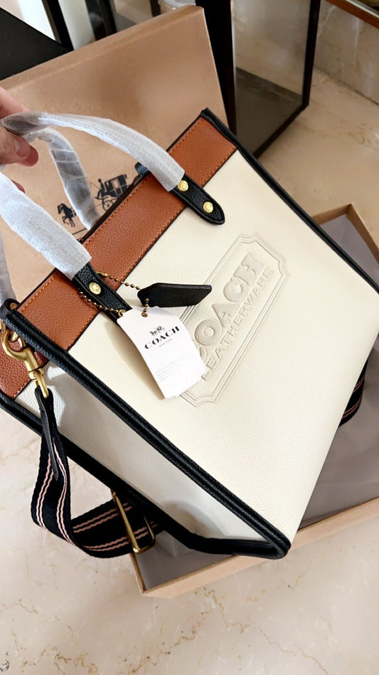 AOC COA White Tan Colour Premium Quality Mini Tote Sling Bag 25655