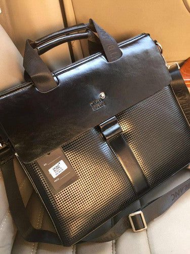 NOM MON Black Colour With Multiple Zipper Laptop Bag 33016