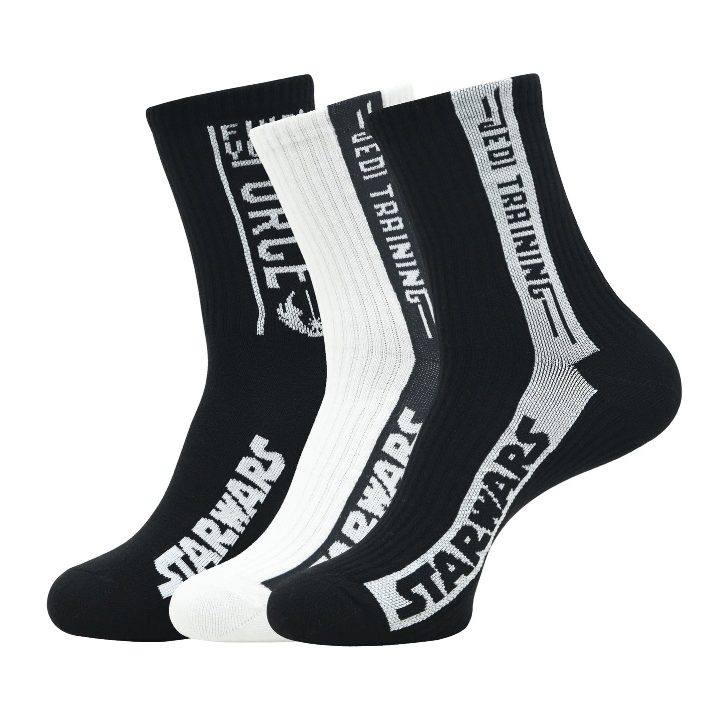 STAR WARS GIFT PACK FOR MEN- CLASSIC BLACK & WHITE - JEDI TRAINING AND FIND YOUR FORCE-HIGH ANKLE SOCKS (PACK OF 3 PAIRS/1U) Balenzia
