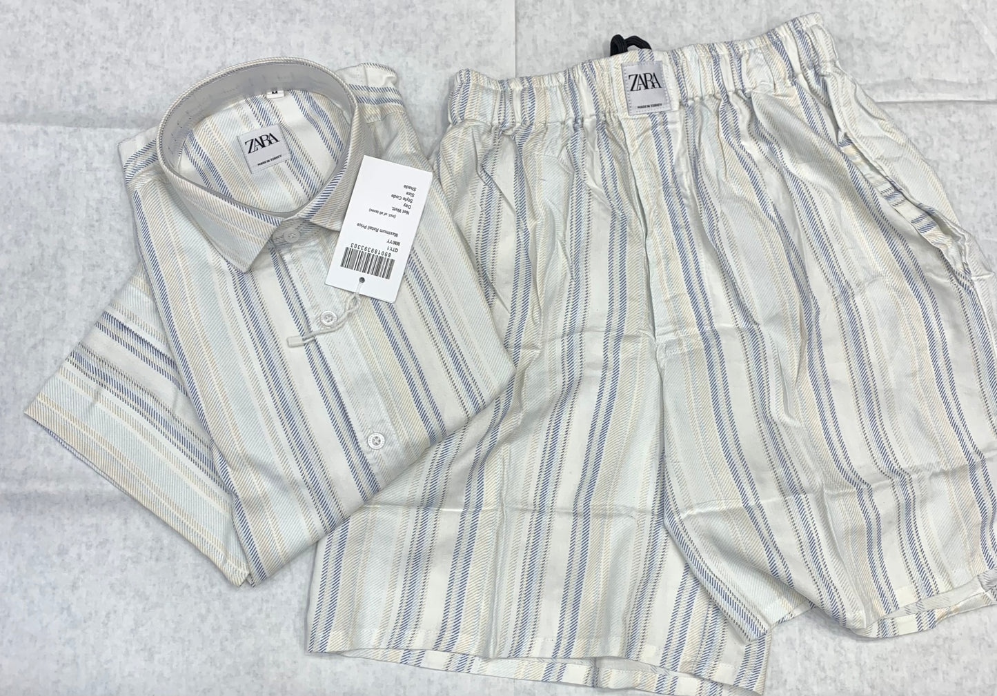 ZR RAZ White Colour With Blue Print Important Shirt With Shorts Coord Set 93312