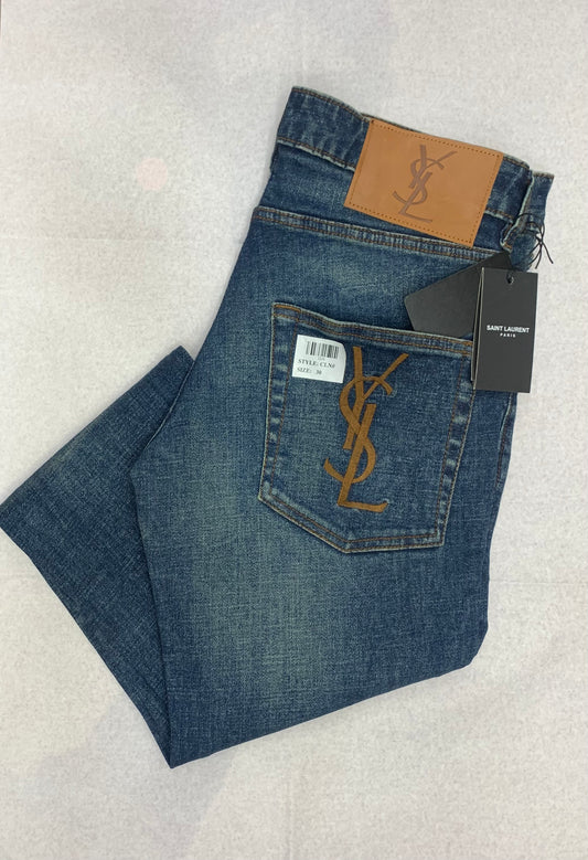 IAS Faded Blue Colour With Back Pocket Embroidery Premium Quality Slim Fit Jeans 700250