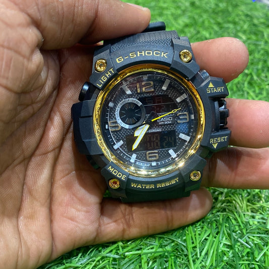 Hsg  Black Water Gold Dial Resistance Sports Watch