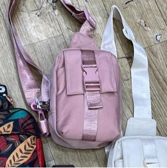 Pink Colour Fancy Crossbody Bag Shoulder Bag Multiple Pocket Chest Bag 055602