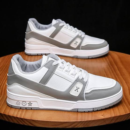 VL LOU UOL Grey White Colour with Monogrammed Design Trainer Sneaker Shoes