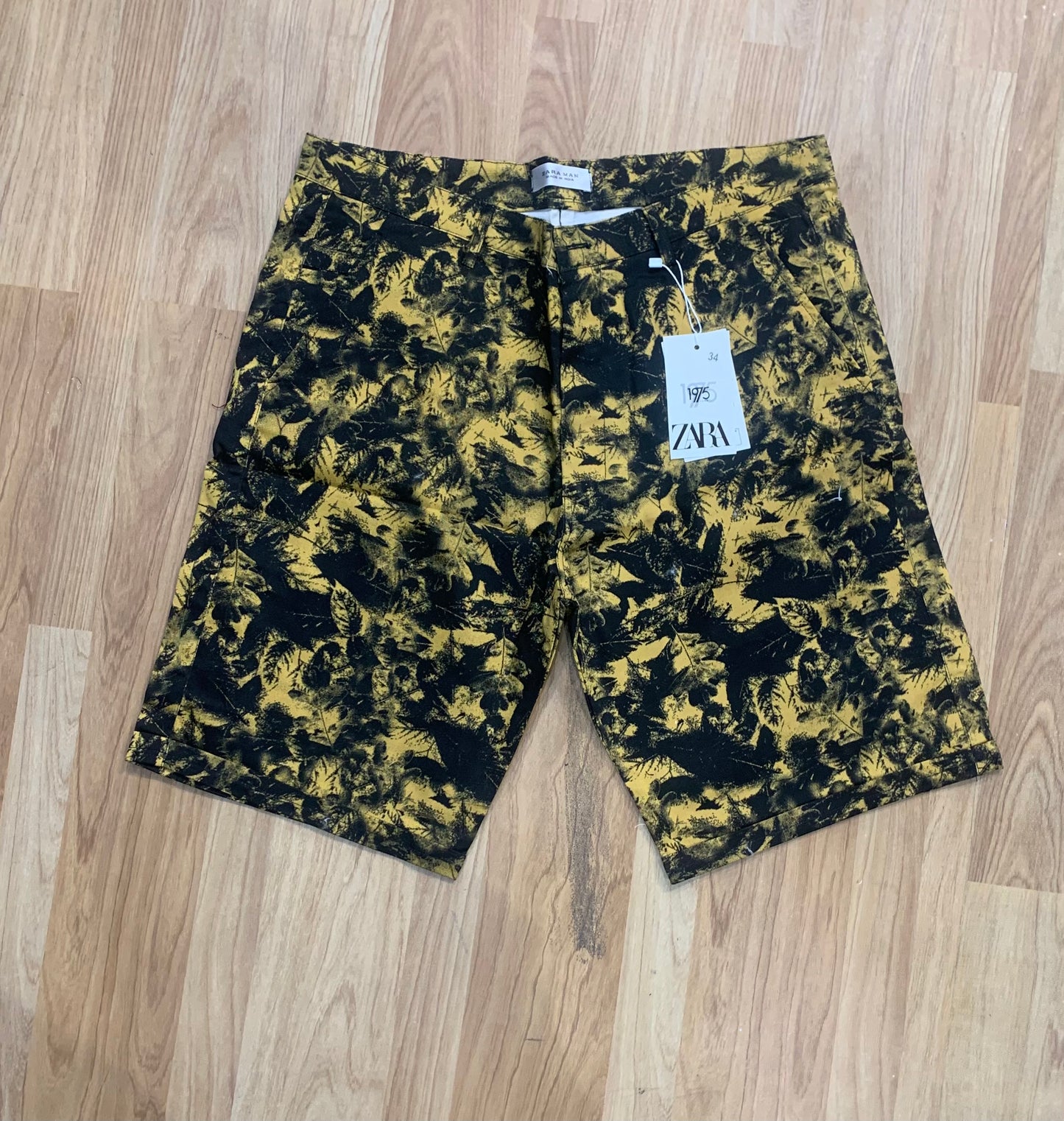 ZR RAZ Yellow Colour with Black Print Premium Quality Cotton Shorts 99935