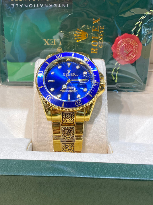 LOR Gold Chain Blue Dial Classic Man Watch 987574