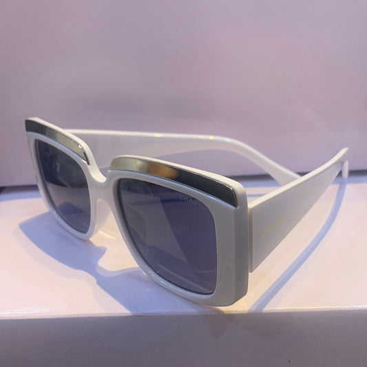 Ahc White Silver Frame Black Shade Unisex Sunglasses 98056 58 17 144