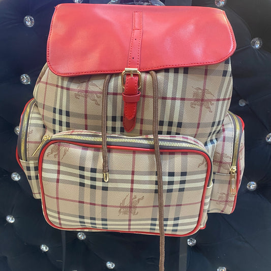 RUB Red Colour Check Print Backpack 987191