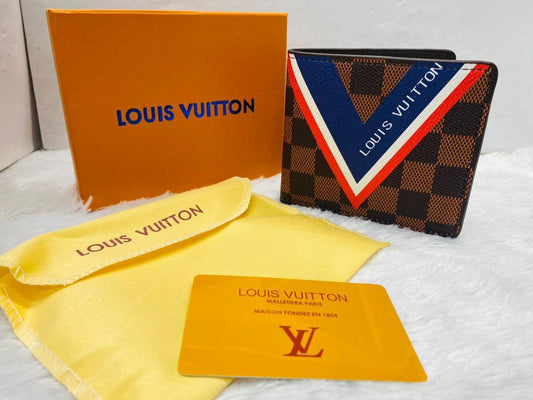 LOU UOL Coffee Colour Check Luxury Italian Leather Men’s Wallet 81108