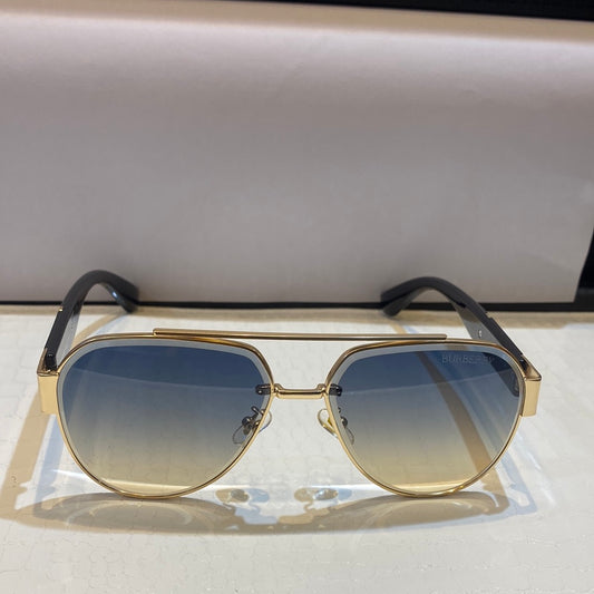 Rub Gold Matte Frame Blue  Brown Shade Unisex Sunglasses 22379 60 14 142
