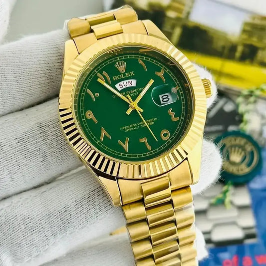 LOR Gold Chain Green Dial Men’s Watch 987579