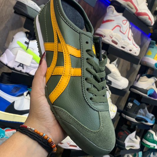 Dark Green Colour Orange Stripes Running Sneaker Shoes Tiger 350521