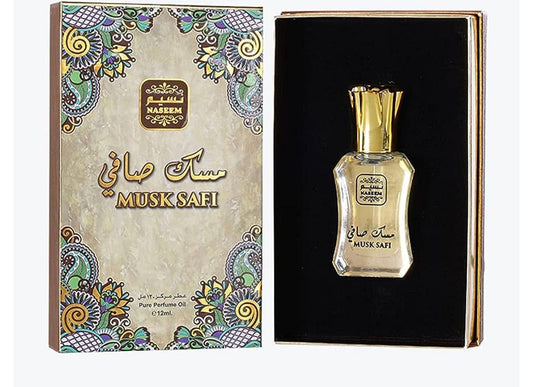 Naseem Musk Safi Concentrated Perfume Oil Alcohol Free with composition of Musk Amber Sandalwood Long Lasting Arabian Fragrance Oil for Men & Women 12 ML