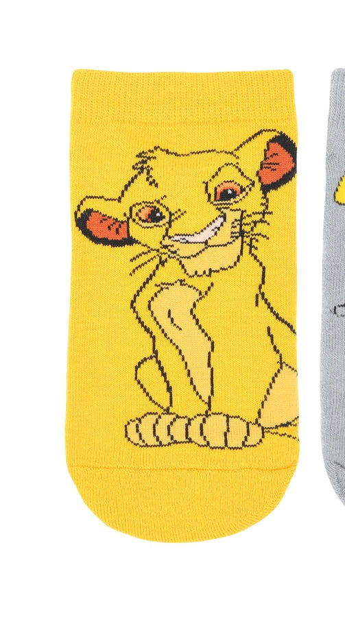 BALENZIA X DISNEY CHARACTER CUSHIONED ANKLE SOCKS FOR WOMEN-LION KING SIMBA (PACK OF 1 PAIR/1U)-YELLOW