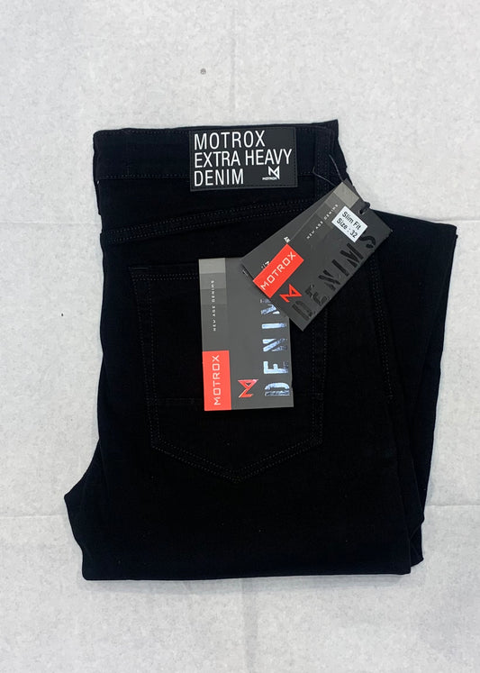 Motrox Black Colour Z Black Heavy Denim Slim Fit Jeans 701502