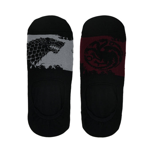 BALENZIA X GAME OF THRONES HOUSE TARGARYEN & HOUSE OF STARK LOAFER/INVISIBLE SOCKS FOR MEN (FREE SIZE)(PACK OF 2 PAIRS/1U) GREY & MAROON