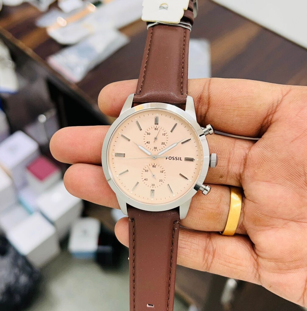 Sof Brown strap Rose Gold Dial chronograph Man Watch