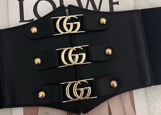 CUG GUC Women Leather Gold Black Colour Corset Belt 987268