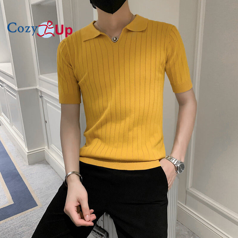 RAZ ZR Yellow Colour With Line Design Premium Quality Collar Tshirt 45364