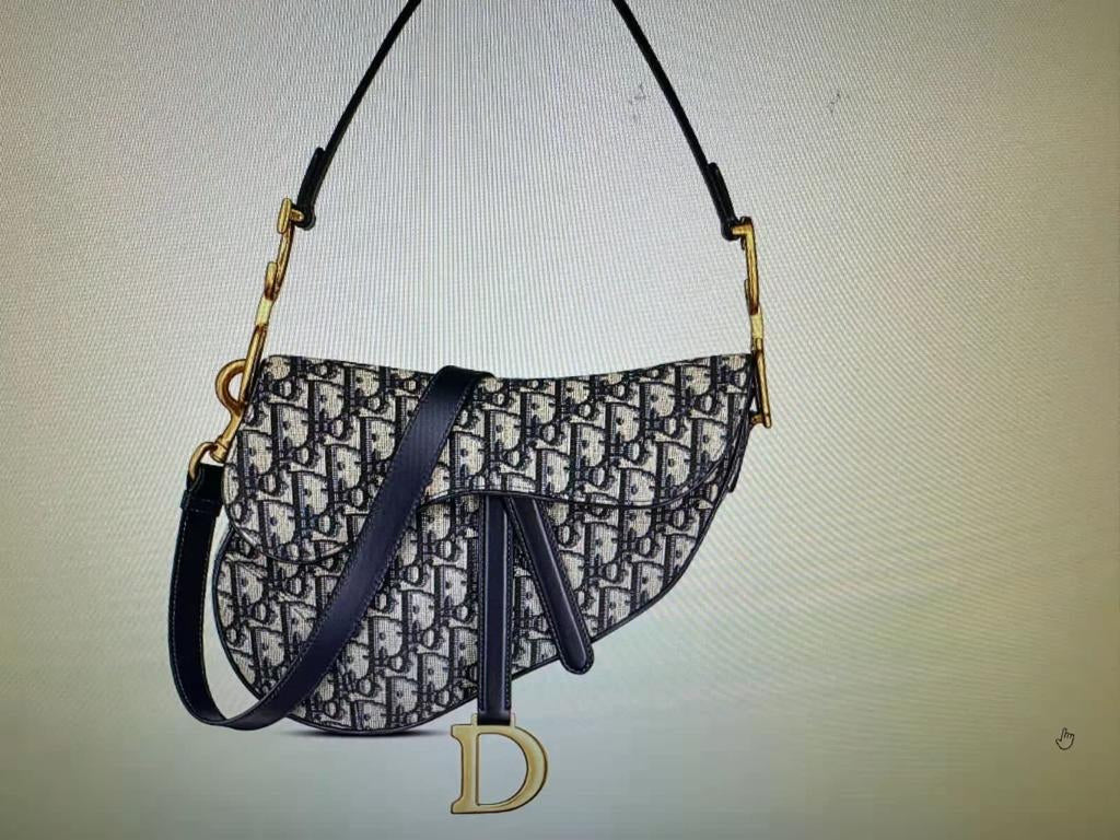 Oid Navy Blue White Colour Embroidery Work Ladies Sling Bag With Box 68882