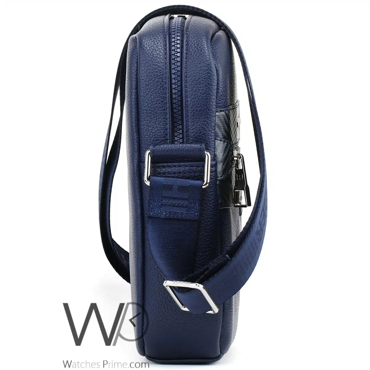 MOT TOM Navy Blue Colour Unisex Genuine Leather Side Sling Bag 987543