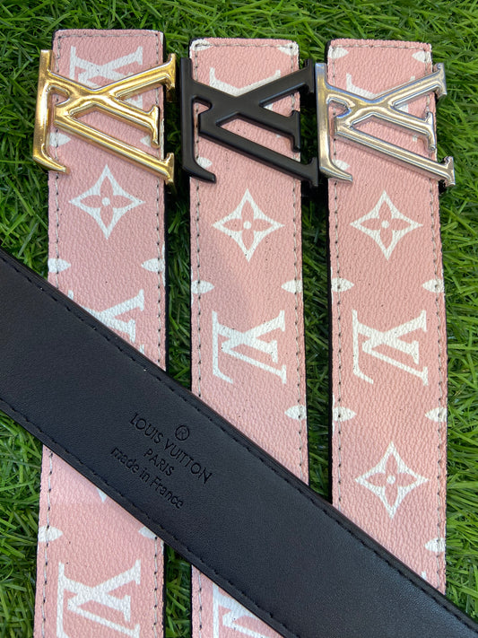 Vl UOL Pink Colour Flower Print Premium Quality Metal Buckle Men’s Belt 125504