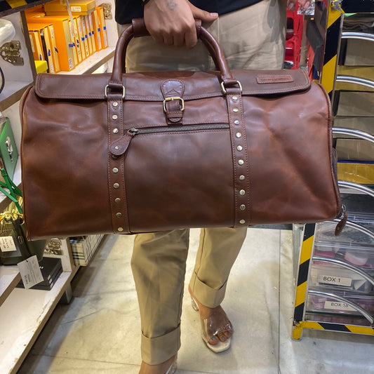 Luxury d’allure Tan Crn Genuine Leather Revit Flap Duffle Bag 102