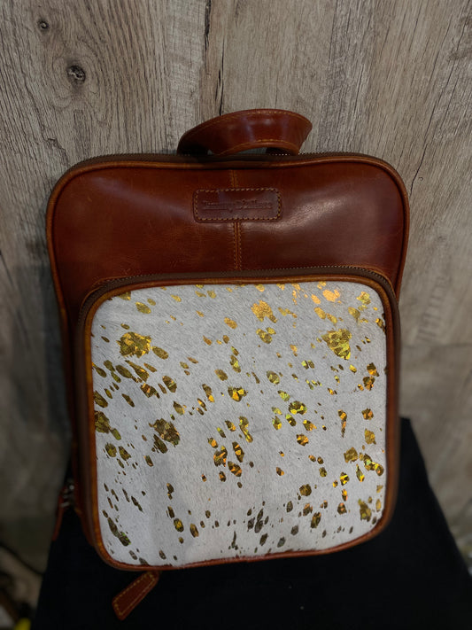 Luxury d’allure Orange Hair Golden Genuine Leather Bag Pack 1051