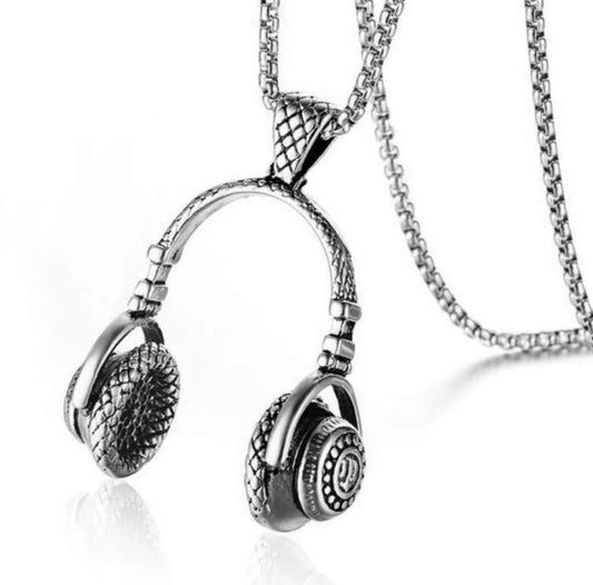 Sliver Headphone Pendant Necklace Chain 50298
