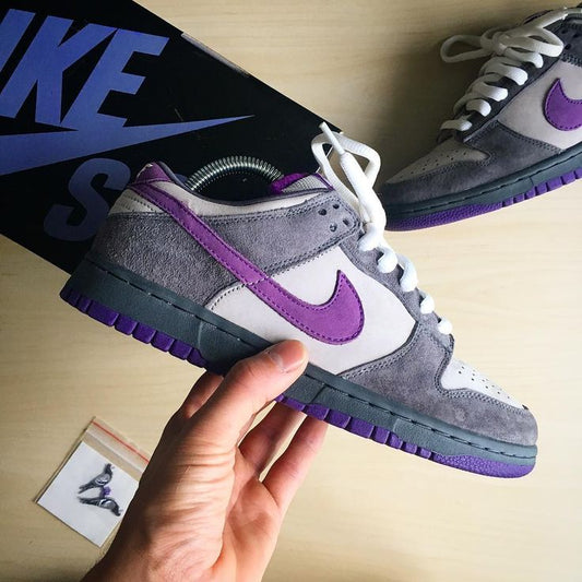 Kin Grey White Color with Purple Tick Pigeon Dunk Sneakers Shoes 700044