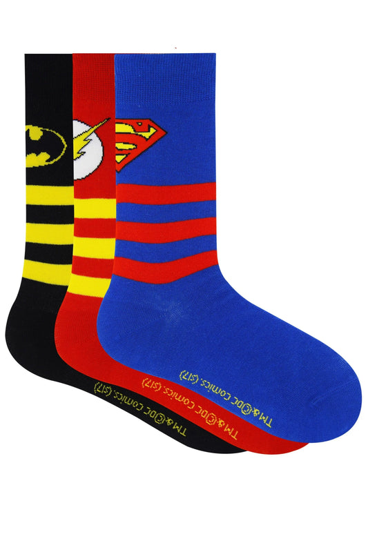 BALENZIA JUSTICE LEAGUE BY BALENZIA CREW SOCKS FOR KIDS (PACK OF 3 PAIRS/1U)(7-9 YEARS) Y