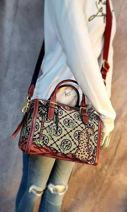 ROT Brown White Colour  With Monogram Design Bag High Quality Canvas Leather Ladies Side Bag