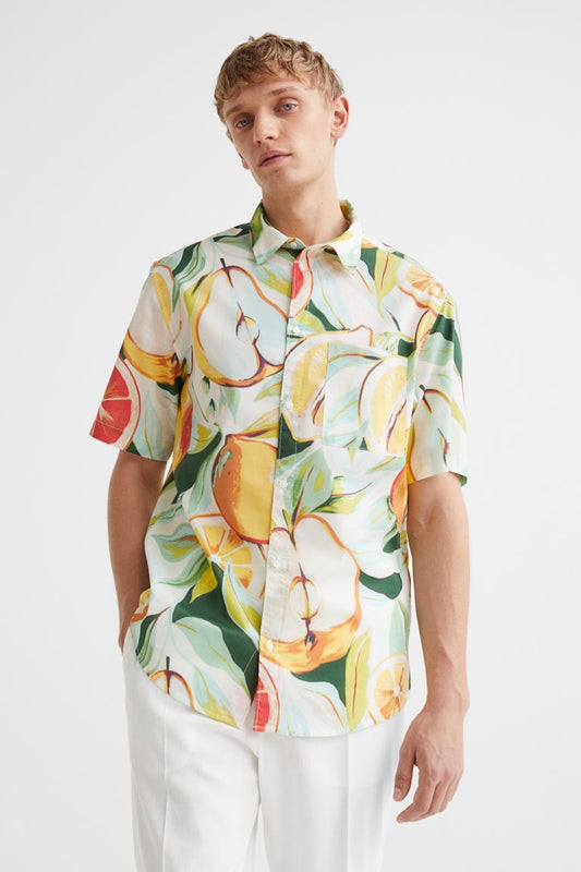 Light green/fruit HM.com Men Shirts Casual Shirts Regular Fit Cotton Shirt