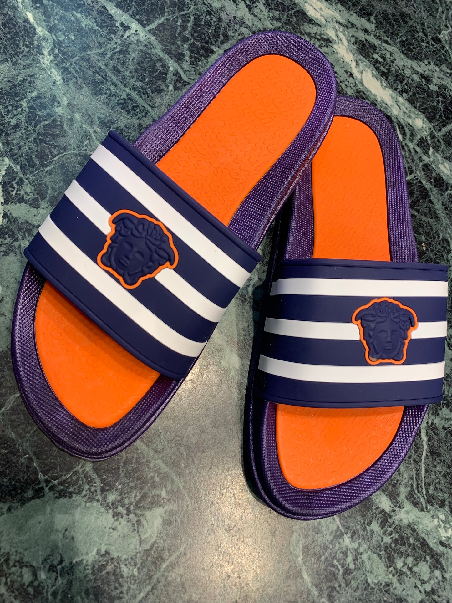 Orange blue slippers