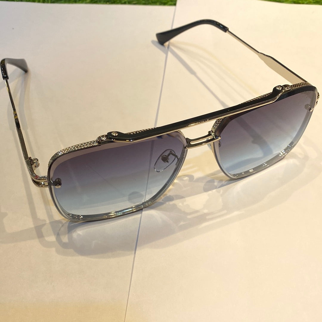 Silver Black Frame Printed Branded Luxury Sunglasses