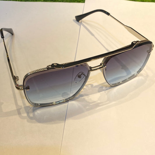 Silver Black Frame Printed Branded Luxury Sunglasses