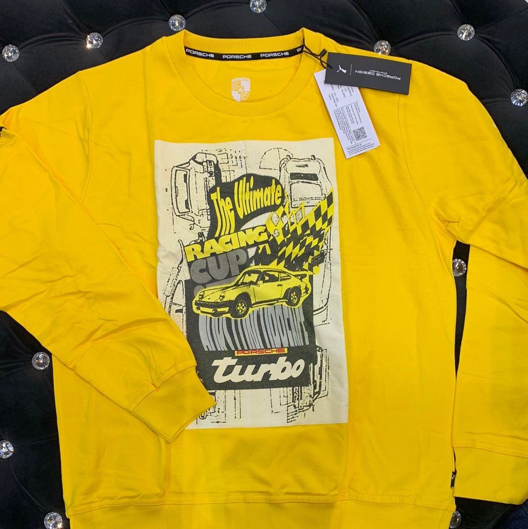 ROP Yellow Colour Car Print Full Sleeve Sweatshirt 19511