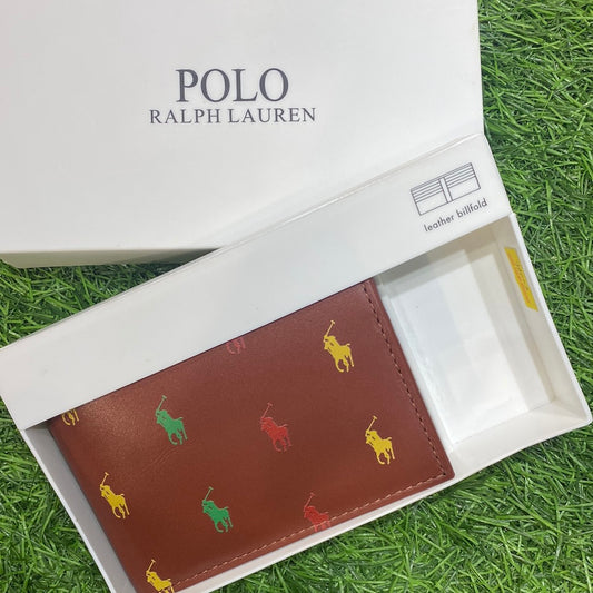Brown Colour LOP POL With Red Yellow Green Horse Print Genuine Leathers Men Wallet 10003