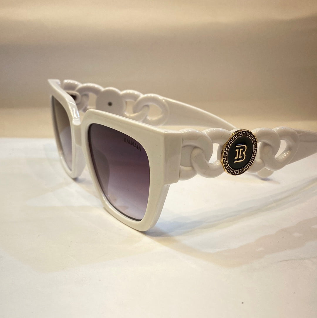 LAB White Frame Purple Shade Unisex Sunglasses