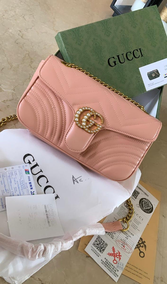 CUG Pink Colour With G Diamond Logo Small High Quality Leather Bag Ladies Bag 178902