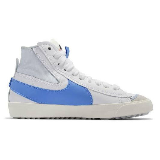White Cream Sky Blue Tick Blazer Mid Ankle Sports Shoes ( Leather)