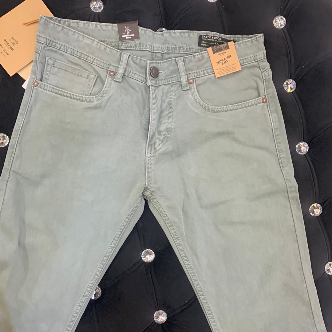 C&S Sea Green Colour RFD Castic & Soda Trousers Pants Jeans 26028