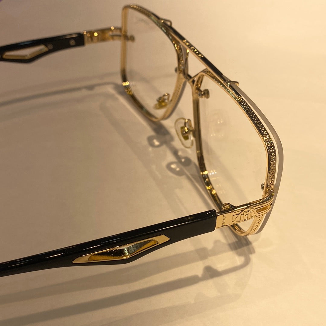 Gold Fram Transparent Glass Printed Branded Luxury Sunglasses Z62 50 16-143