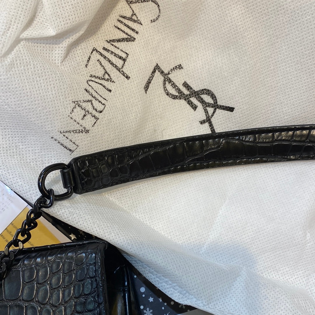 Black Crocodile Sling Bag with Chain Sling Belt 10899