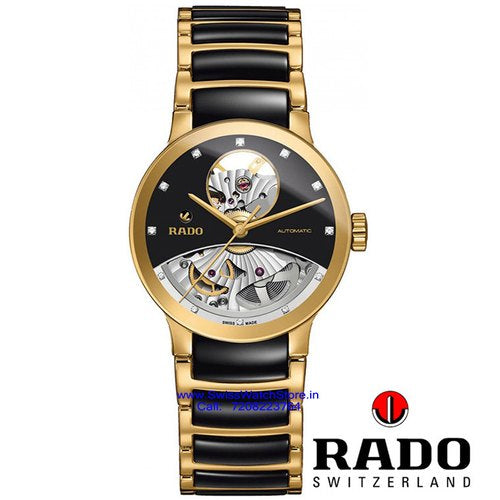 Dar Black Gold Chain Gold Ring Black White Dial Automatic Watch 401034