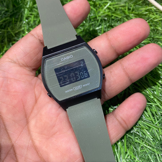 SAC Green  silicon strap black Dial watch digital square men sports Watch