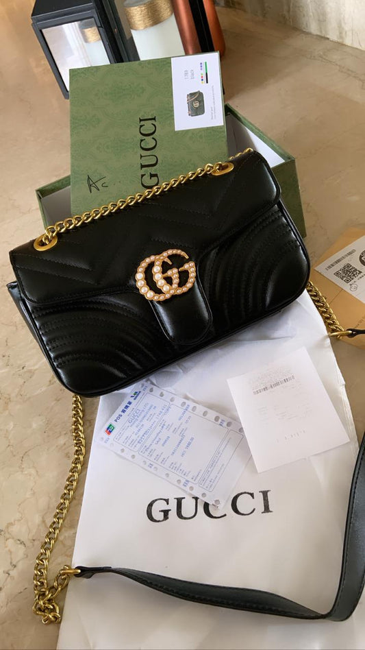 CUG Black Colour With G Diamond Logo Small High Quality Leather Bag Ladies Bag 178901