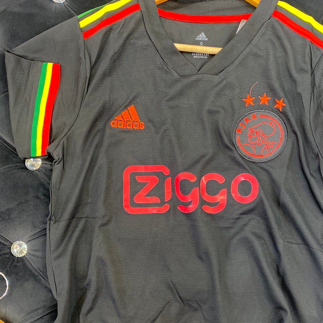 Ida Black Colour Ajax Ziggo Logo Branded Lycra Cotton Football Jersey 110169 03082023