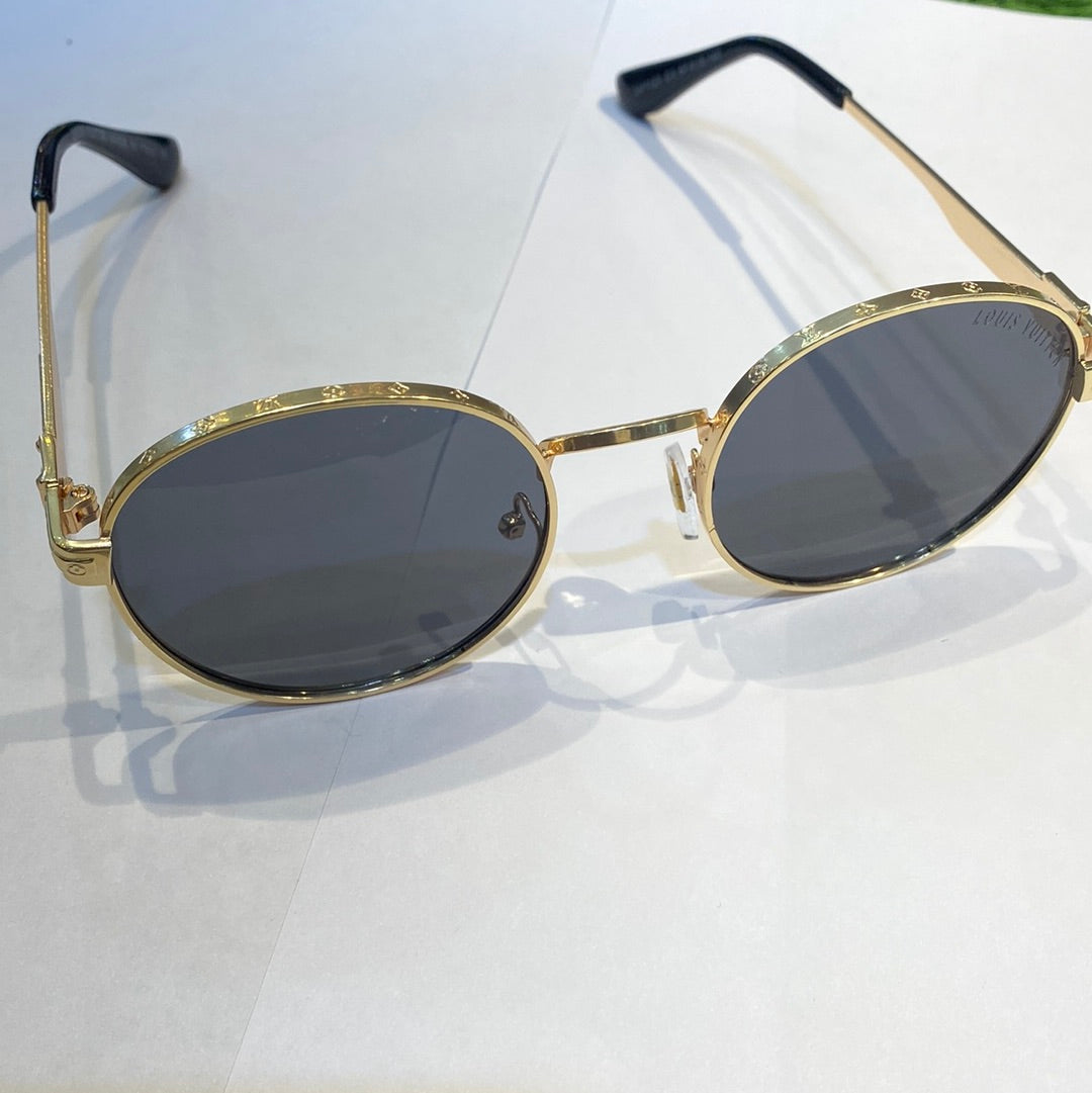 Gold Frame Printed Branded Luxury Sunglasses LV1123 C3 57 15-140
