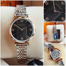 Mra Silver Copper Chain Black Dial Ladies Watch